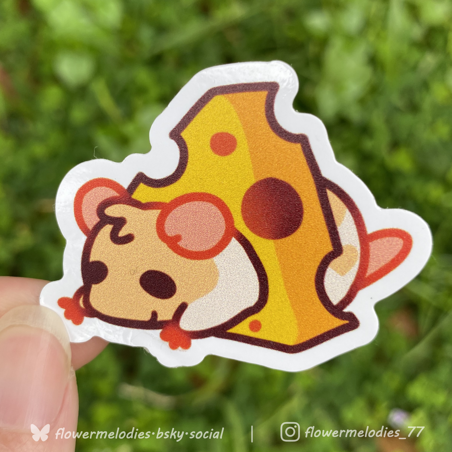 Cheese Rat sticker - Two tone cream