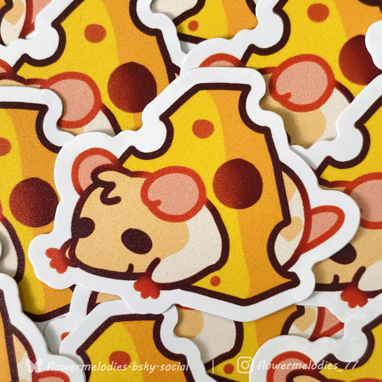 Cheese Rat sticker - Two tone cream