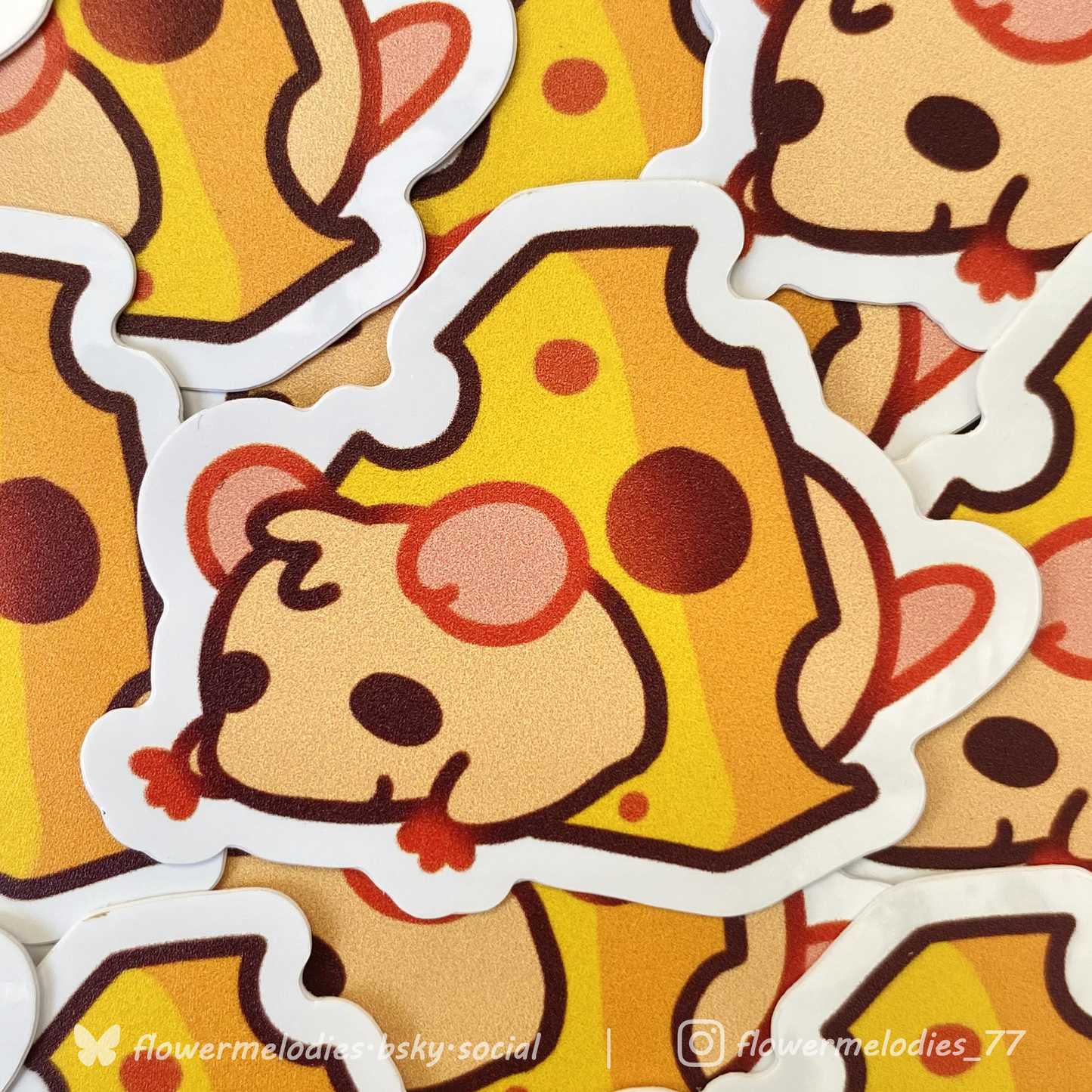 Cheese Rat sticker - Cream