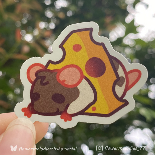 Cheese Rat sticker - Two tone brown