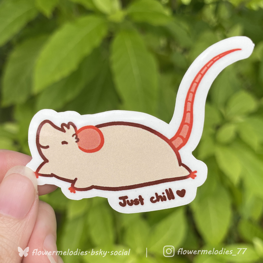 Just chill rat sticker - White