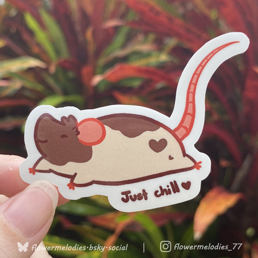 Just chill rat sticker - Two tone brown