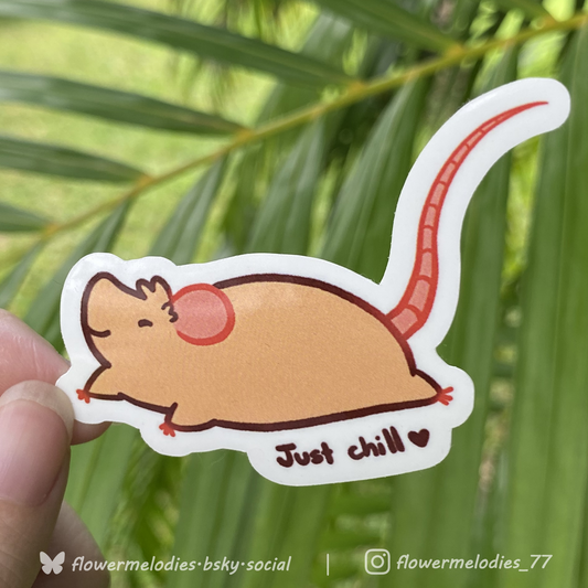 Just chill rat sticker - Cream
