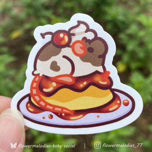 Pudding Rat sticker - Two tone brown