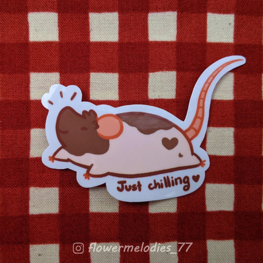 Just chilling rat sticker - Two tone brown