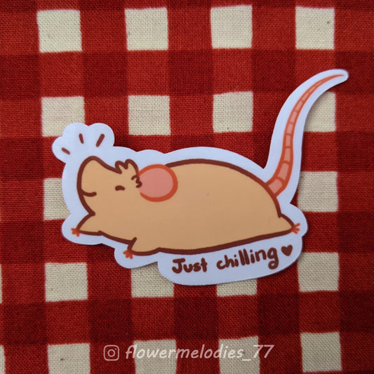 Just chilling rat sticker - Cream