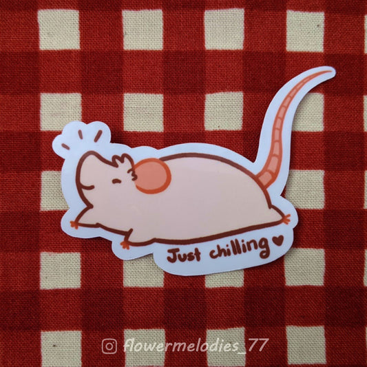 Just chilling rat sticker - White